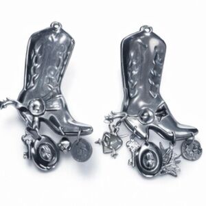 Silver Cowboy Boot Earrings